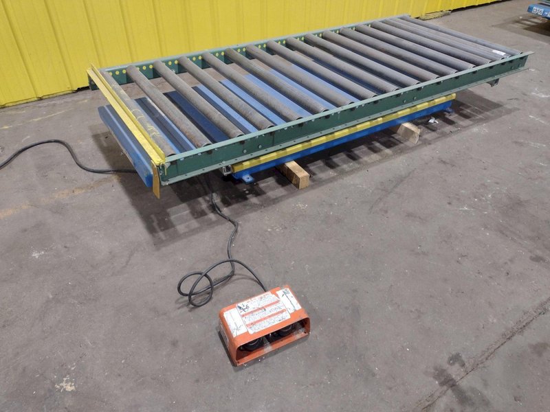 3,500 LBS X 30" X 96" BISHAMON HYDRAULIC SCISSOR LIFT TABLE WITH ROLLER TOP: STOCK #20966
