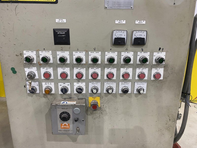 10 HP X 36" X 13"  ROSLER MODEL #JDBC-11/2 CONTINUOUS BARRELL BLASTING / AUTOMATIC PARTS DEBURRING MACHINE: STOCK #19436