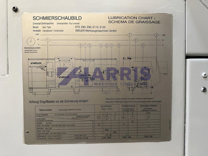 WEILER #E90, 14" BORE, OIL COUNTRY HOLLOW SPINDLE CNC LATHE, 120" CENTERS, 2007, MINT CONDITION