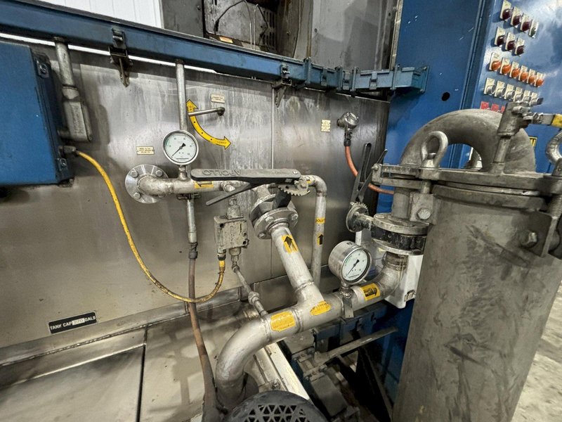 24" W X 11" H RANSOHOFF 3-STAGE STAINLESS STEEL PASS THROUGH BELT CONVEYOR PARTS WASHER, 2003, ELECTRIC HEAT: STOCK #22020
