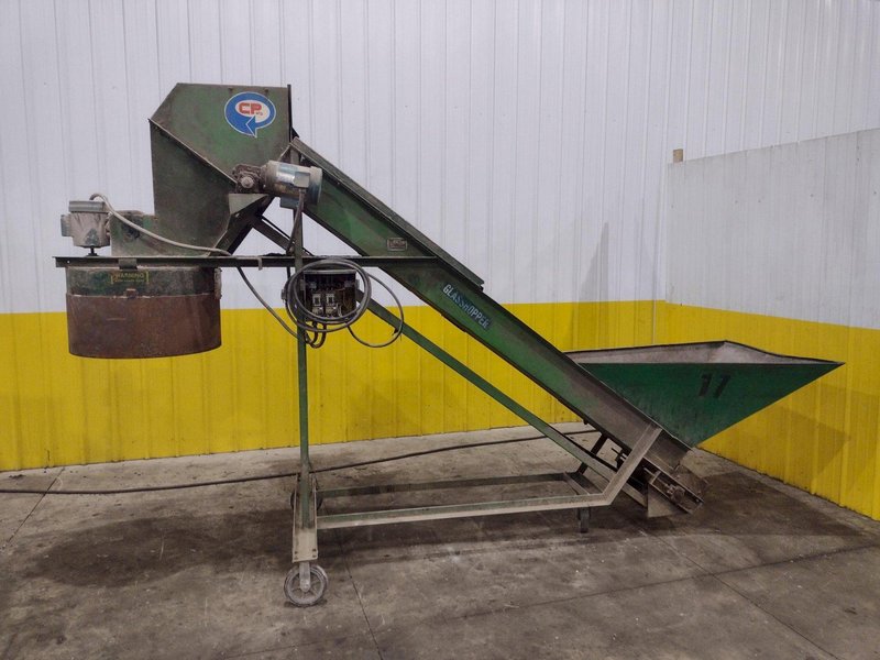 96" CP MFG MODEL #GC-100 "GLASSHOPPER" PORTABLE INCLINED CONVEYOR &amp; GLASS CRUSHER: YOBRO #24416