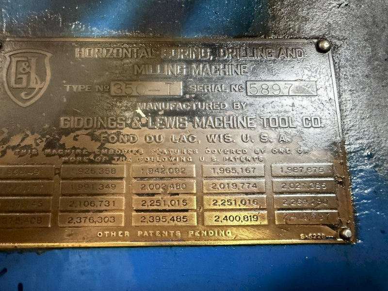 5" Giddings &amp; Lewis Horizontal Boring Mill, 350-T With Facing Head, Tailstock and Rotary Table