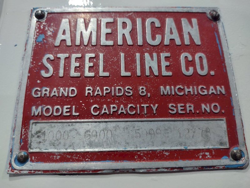 6,000 LBS X 42" AMERICAN STEEL LINE MODEL #1000 MOTORIZED UNCOILER / COIL REEL. STOCK # 0951423