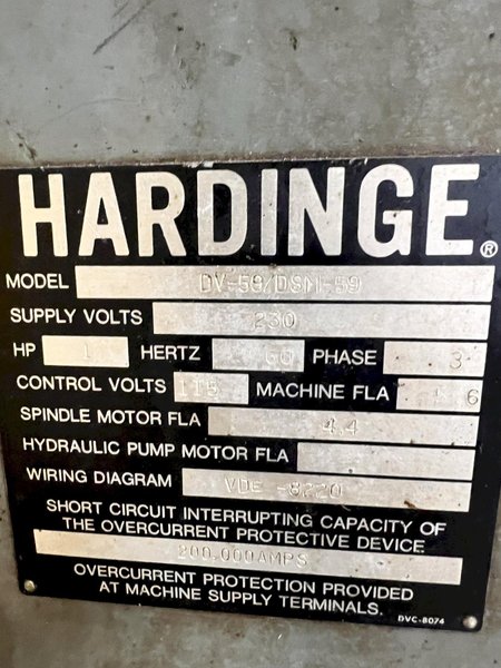 9" X 28" HARDINGE MODEL #DV-59/DSM-59 SECOND OPERATION TURRET ENGINE LATHE: STOCK #21133