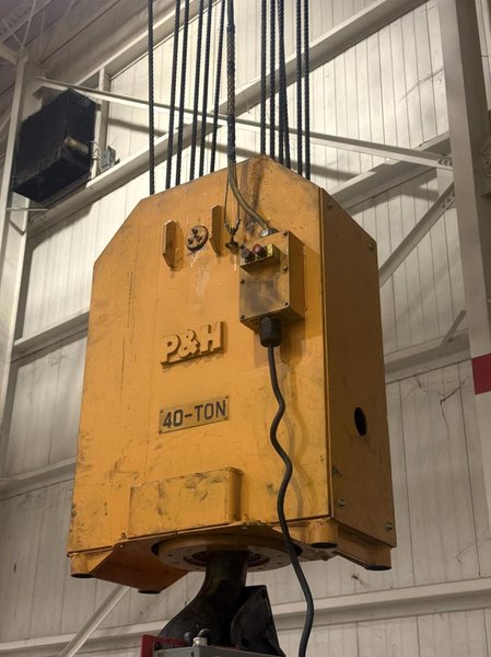 40 TON P&amp;H HARNISCHFEGER OVERHEAD DOUBLE GIRDER BRIDGE CRANE. STOCK # 1085926