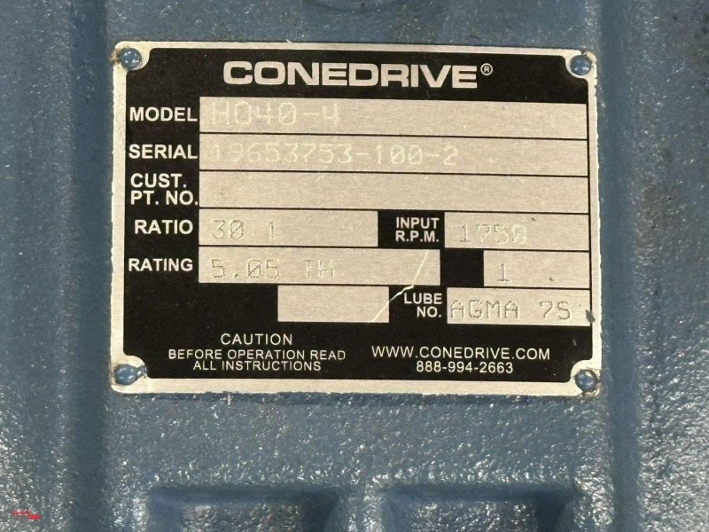 CONEDRIVE NO. H040–4 GEARBOX. STOCK # 0991825