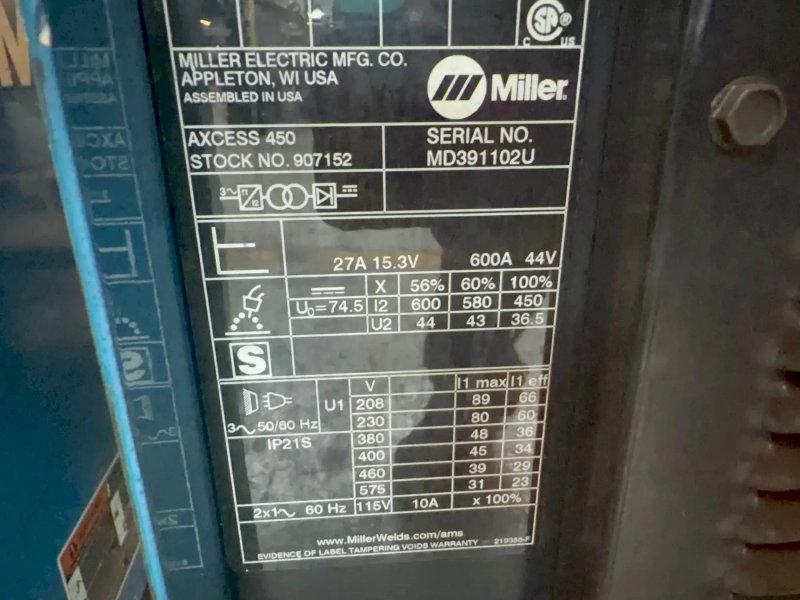 Miller  600 A Welder  - Axcess 450