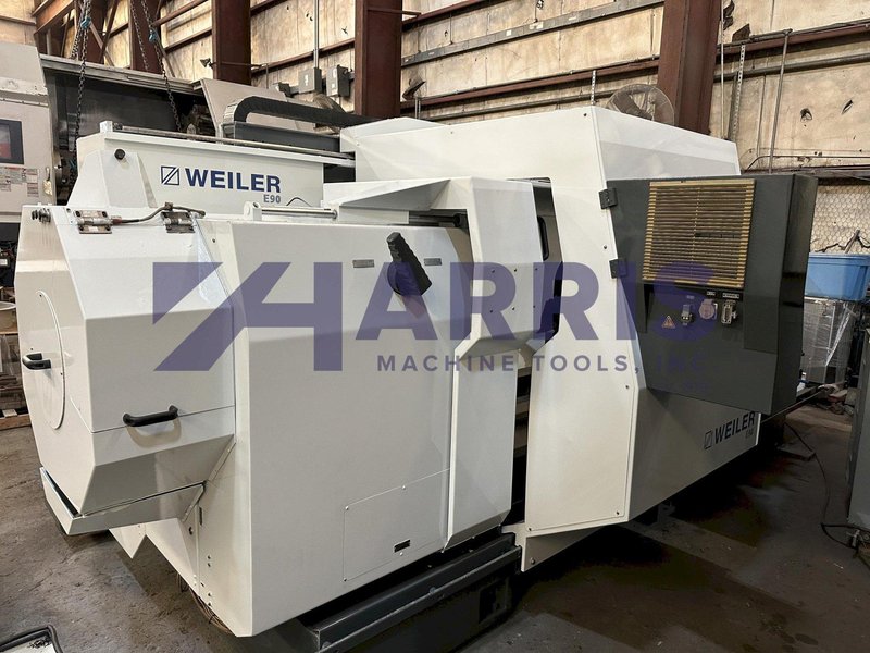 WEILER #E90, 14" BORE, OIL COUNTRY HOLLOW SPINDLE CNC LATHE, 120" CENTERS, 2007, MINT CONDITION