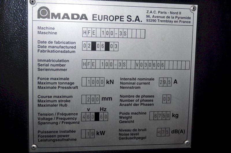 110 TON AMADA HYDRAULIC PRESS BRAKE