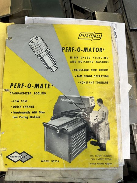 25 TON PIERCE-ALL 3025A SINGLE END HYDRAULIC PUNCH. STOCK # 0847923