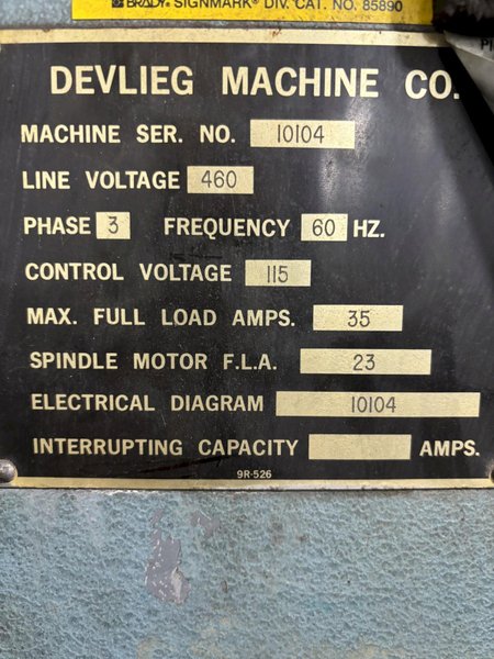 4" DEVLIEG 43K-72 HORIZONTAL BORING MILL. STOCK # 0219226