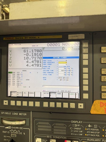 2012 Mitsubishi MVR-30 Used 5-Face CNC Gantry Bridge Mill For Sale