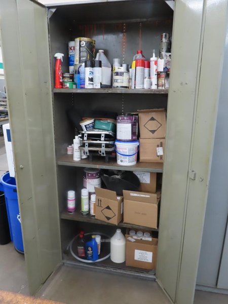 Cabinet 2 Door w Contents of Assorted Painting and Cleaning Supplies- AND MORE!- Auction Item