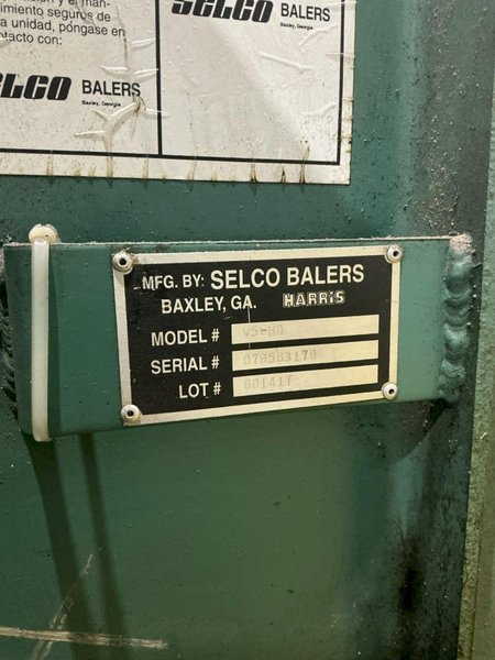 30" X 60" SELCO MODEL V5-HD VERTICAL HYDRAULIC BALER: YOBRO #24583