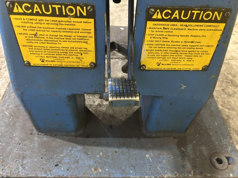 2,000 LBS X 12" LITTELL MODEL #20-12 DOUBLE END PULL OFF UNCOILER COIL REEL: STOCK #23712