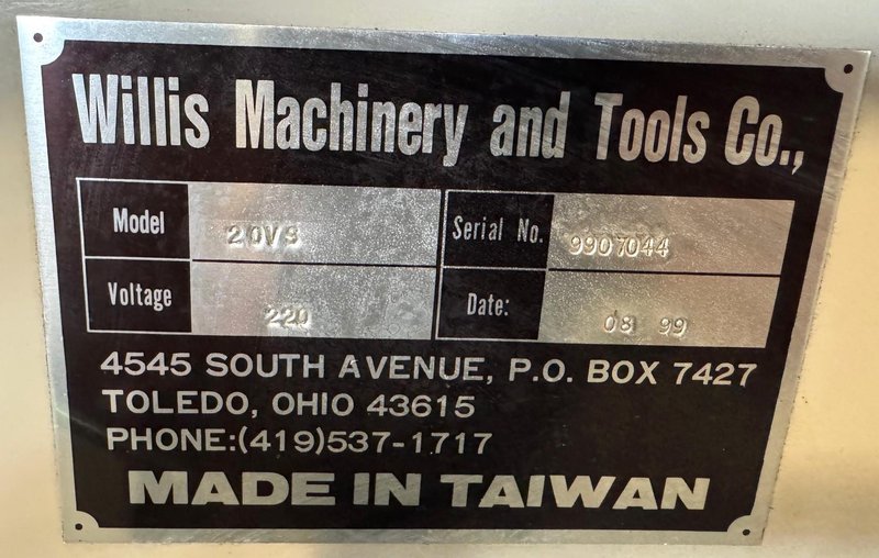 20" Willis Single Spindle Drill 20VS, V-Speed 150-2000 RPM, Floor, 2 HP