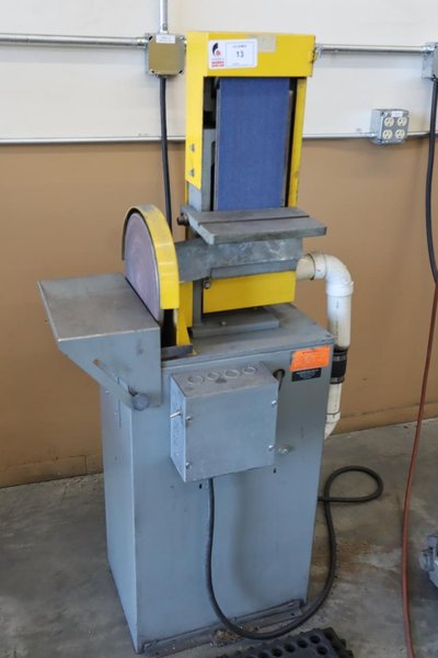Kalamazoo Combination Belt and Disc Grinder, 12" Disk, 6" Belt w Metal Stand Work Tables- Auction Item