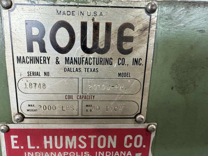 2,000 LB X 20" ROWE 2010-PR COIL CRADLE. STOCK # 0789424.