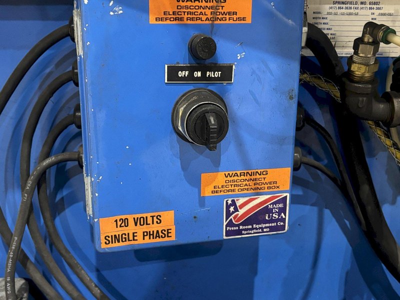 12" W X 18" STROKE PRESS ROOM EQUIPMENT PRE PNEUMATIC COIL STRAIGHTENER &amp; AIR FEEDER : STOCK #23254