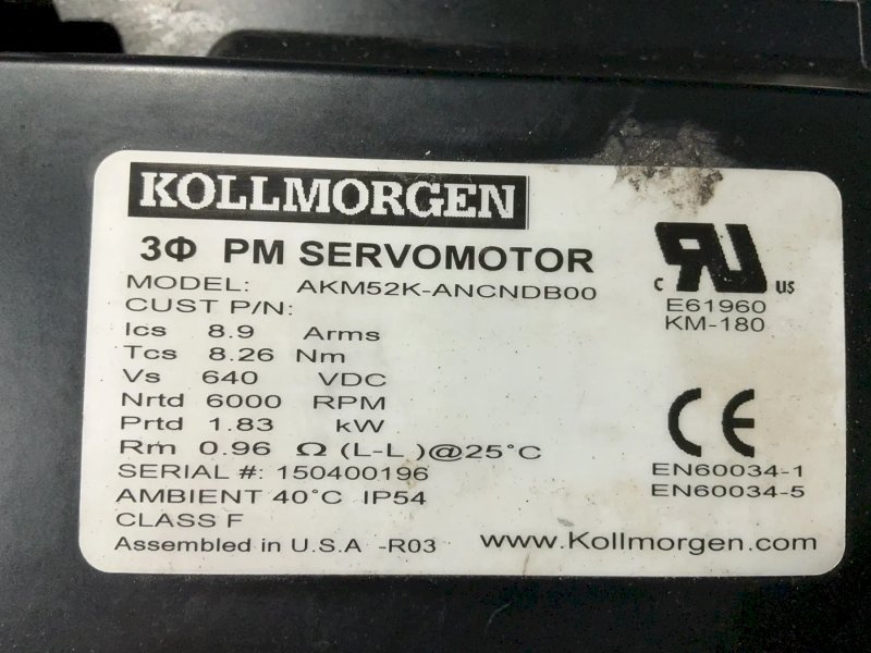 Kollmorgen  Pm Servomotor W/ Micron Gearhead - Akm52k-ancndb00