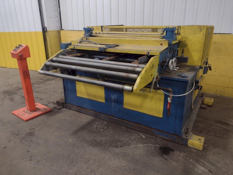 48" X 18 GA BRADBURY "BOSS-48" COIL STRAIGHTENER &amp; FYLING SHEAR STOCK #3190