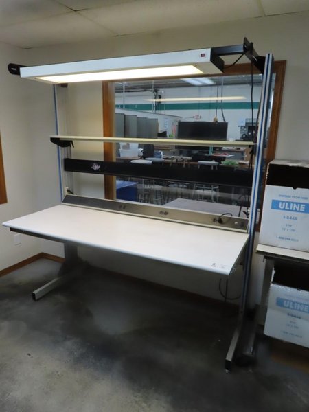 Adjustable Work Bench and Light w Power Strip- Auction Item