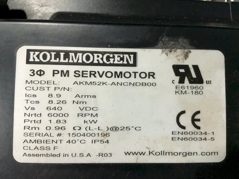 Kollmorgen  Pm Servomotor W/ Micron Gearhead - Akm52k-ancndb00