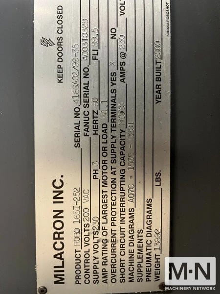 165 TON 8.8 OZ CINCINNATI ROBOSHOT MODEL R165 ELECTRIC INJECTION MOLDING MACHINE MFG 1999