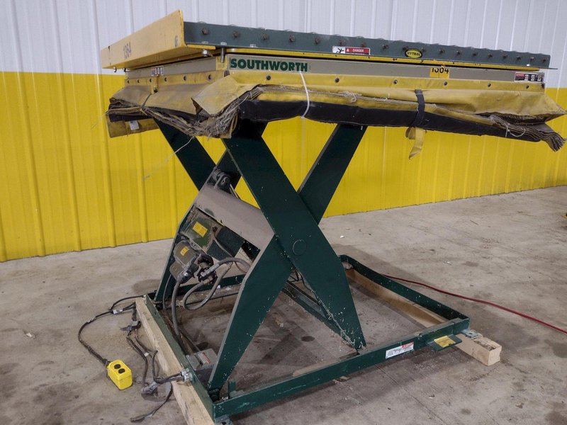 3500 LB X 60" X 48" SOUTHWORTH MODEL #LS4-36 HYDRAULIC SCISSOR LIFT TABLE, 110V SINGLE PHASE: STOCK #20922