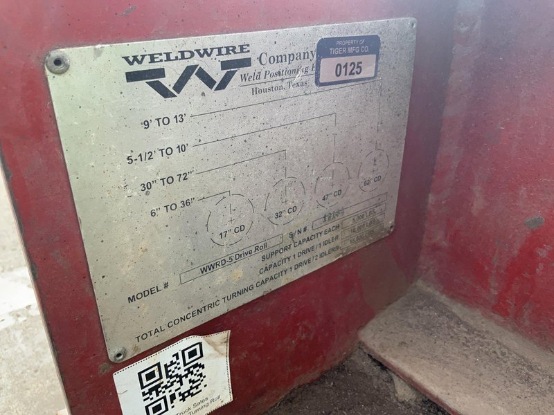 5 TON WELDWIRE TANKS WWRI-5 TURNING ROLL SET: STOCK #81017