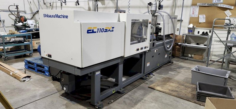 110 Ton 8.1 oz Shot Size Toshiba Shibaura EC110SXIII Electric Injection Molding Machine, 2023 – Dual Air Blow, Robot Interface