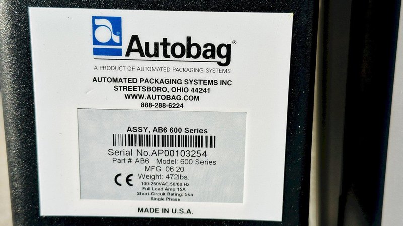 Automated Packaging Systems | Autobag 600 Bagger System  |  Vertical Orientation for Package Fulfilment with Powered Outfeed Conveyor