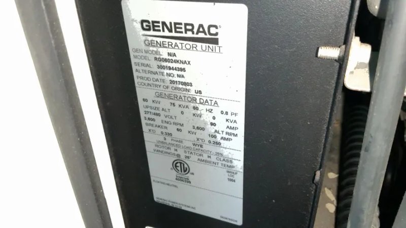 Generac 60 Kw Generator  - Rg06024knax