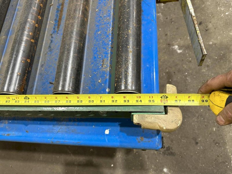 5,000 LBS X 96" X 48" BISHAMON HYDRAULIC SCISSOR LIFT TABLE WITH ROLLER CONVEYOR TOP, 115 VOLT: STOCK #20963
