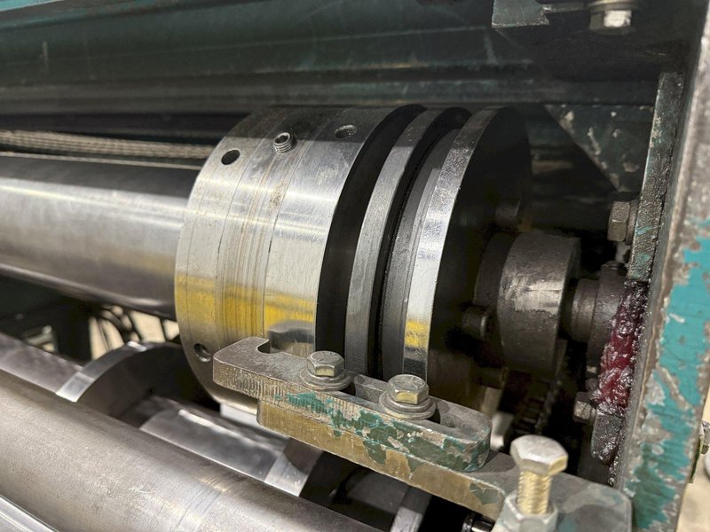 60" x 16 GAUGE IOWA PRECISION MODEL #GAF60-6 COIL SLEAR (SLITTING &amp; CUT-TO-LENGTH) LINE, WITH UNCOILERS &amp; SIDE PUNCHING / NOTCHING: YOBRO #24552