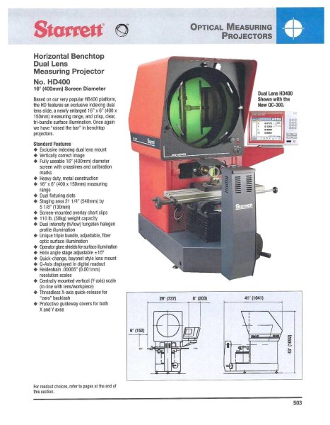16” STARRET Model HD400 Optical Comparator &amp; Video Measuring Machine