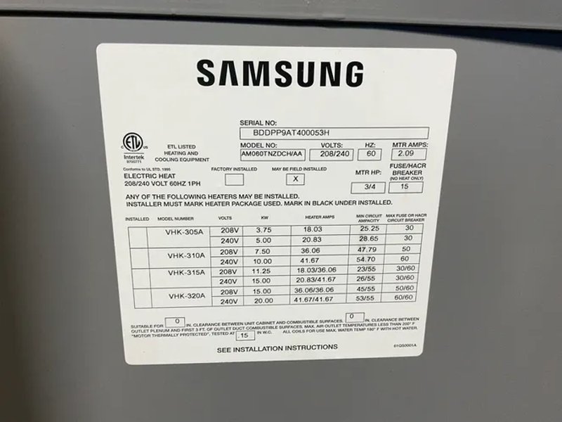 Samsung Air Conditioner - Am060tnzdch/aa