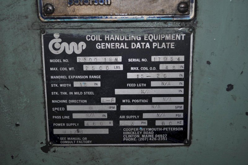 2500 LB X 18" CWP MOTORIZED UNCOILER