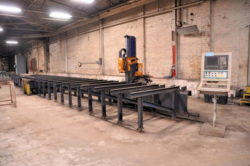 USED OCEAN AVENGER SINGLE SPINDLE CNC BEAM DRILL LINE WITH 40' OF CONVEYOR, Year: 2006