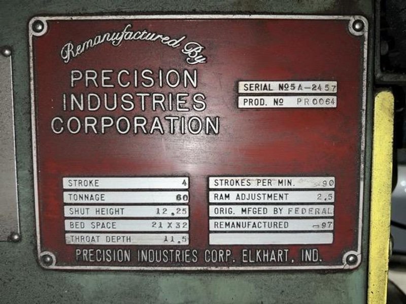 60 Ton Federal Single Crank Flywheel OBI Press
