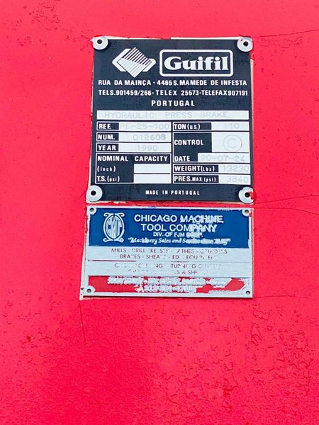 110 TON X 100" GUIFIL PE-25-100 CNC UP-ACTING HYDRAULIC PRESS BRAKE. STOCK # 1060221