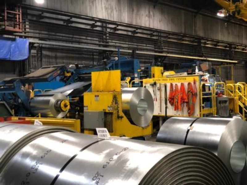 60" X .187" X 40,000# BRANER TURRET SLITTING LINE w/ 72" X 10K STAMCO PACKAGING LINE