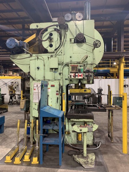 150 ton Verson Single Crank Mechanical Metal Stamping Gap Frame Press For Sale, Model 150-OBG Includes Mechanical Recondition!