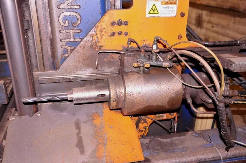USED OCEAN AVENGER SINGLE SPINDLE CNC BEAM DRILL LINE WITH 40' OF CONVEYOR, Year: 2006