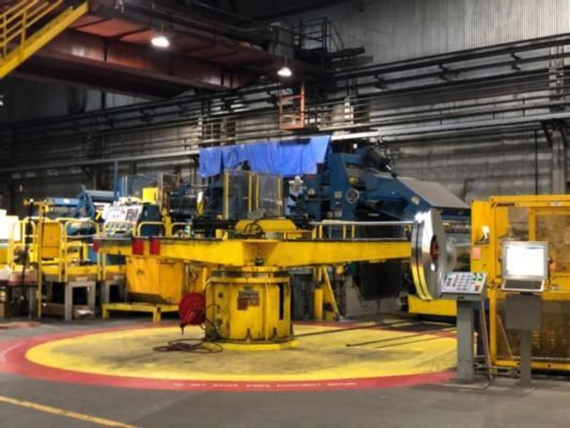 60" X .187" X 40,000# BRANER TURRET SLITTING LINE w/ 72" X 10K STAMCO PACKAGING LINE