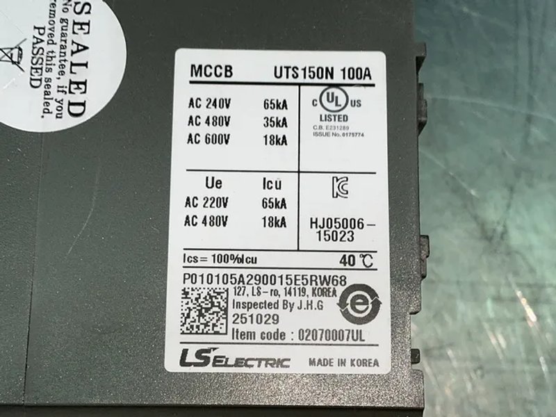 Ls Electric Uts150n Molded Case Circuit Breakers - 02070007ul