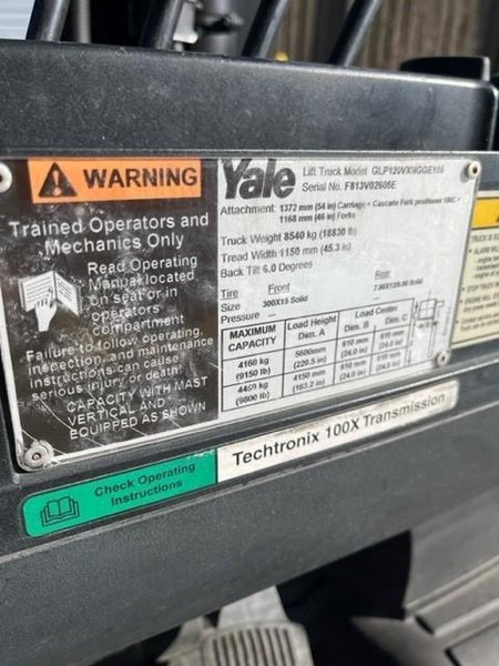 10,000 LBS YALE MODEL GLP-120 LP GAS FORKLIFT #3358