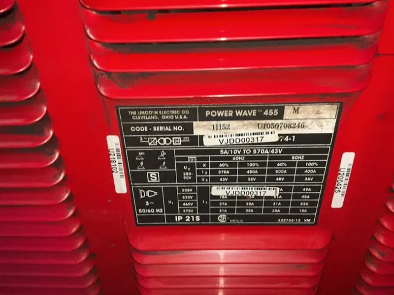 Lincoln Electric  455 Watts  Welder - Powerwave455m