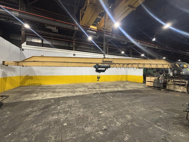 10 TON X 55' DEMAG SINGLE GIRDER TOP RUNNING BRIDGE CRANE. STOCK # 0113726