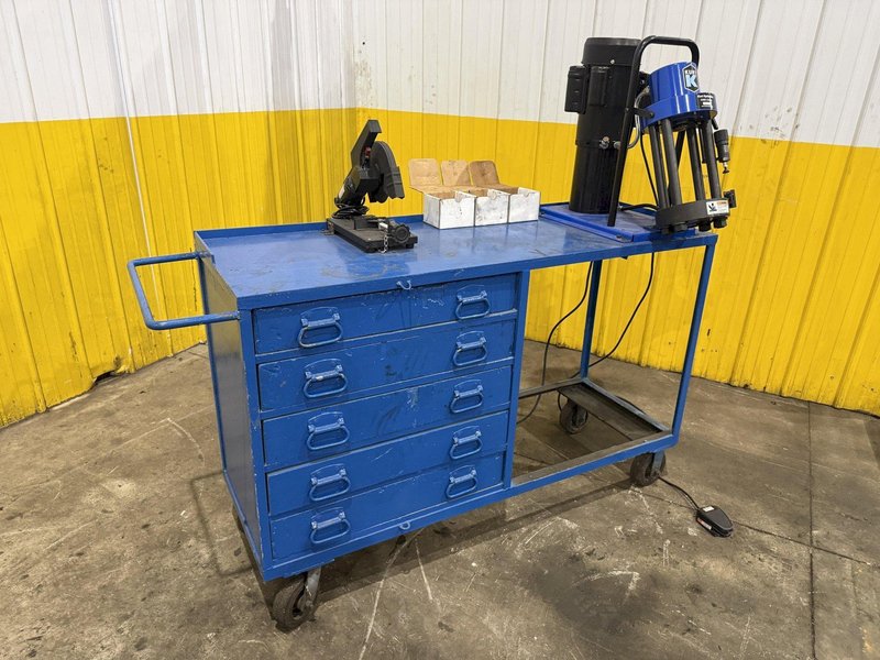 KURT HYDRAULIC HOSE CRIMPER SYSTEM, WITH TOOLING, SAW &amp; WORK BENCH: YOBRO #26220